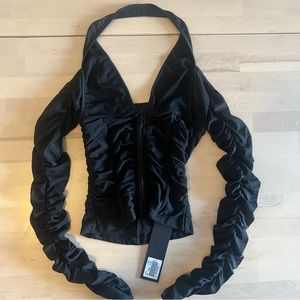 I AM GIA black Diego halter mesh top xs